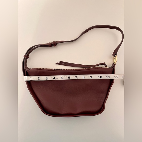 Mango Burgundy Shoulder Bag with Gold Accents - Picture 2 of 8